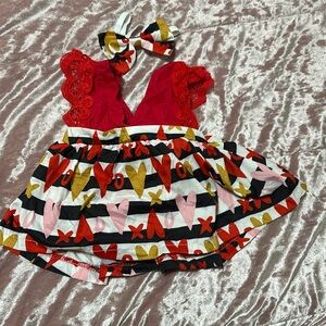 Valentines baby dress with headband